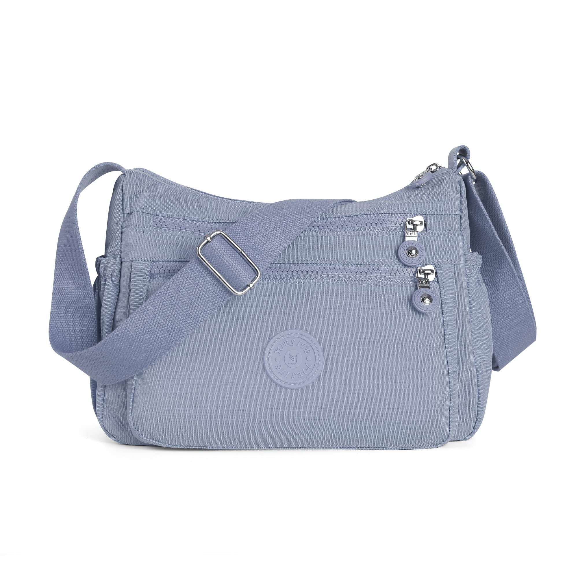 Crossbody Bags for Women Waterproof Tote Bag Casual Nylon Purse Handbag RFID Lightweight Messenger Bag Light Purple