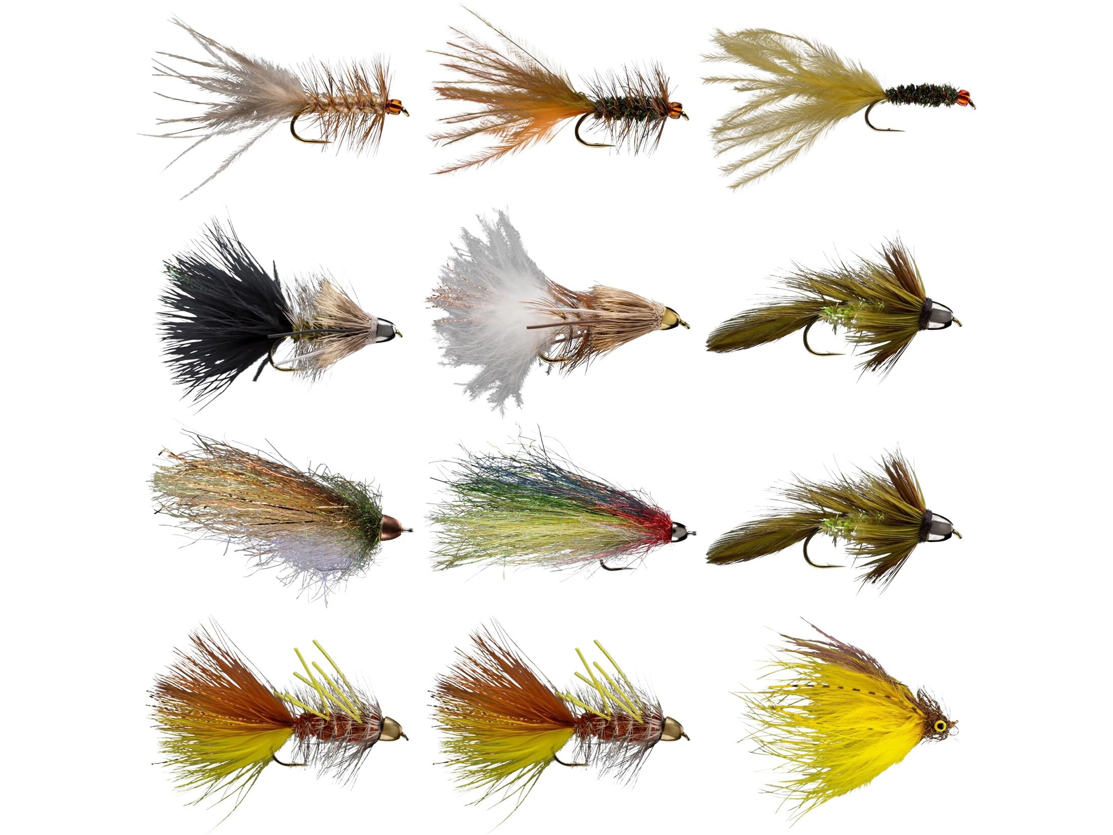 RIO Products Streamer Fly Assortment, Freshwater Fly Fishing Flies for Trout, Multiple Sizes and Colors, 12 Piece Kit