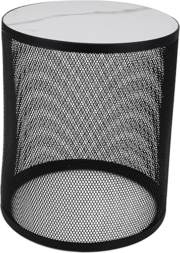 Miniatura 5 de NewCosmos Juego de 2 mesas de centro redondas de metal anidado mesa auxiliar de MDF para uso multifuncional en interiores