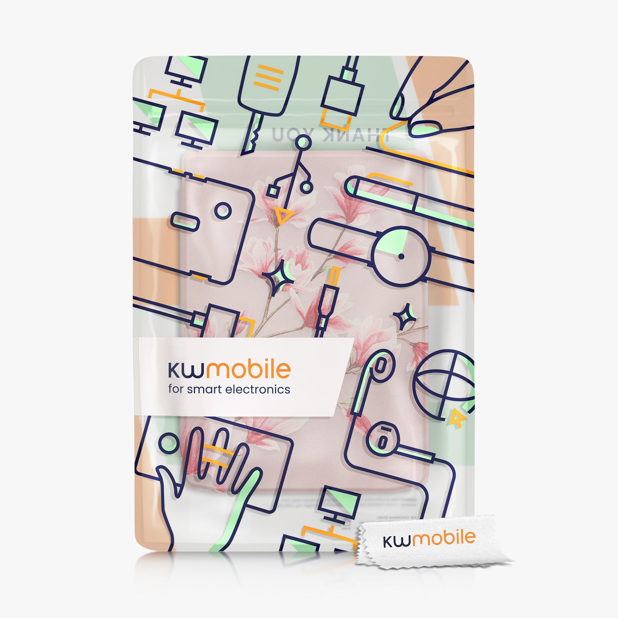 kwmobile Etui kompatybilne z Pocketbook InkPad 4 / Color 3 / Color 2 / Vivlio InkPad 4 / InkPad Color 3 etui - pokrowiec na czytnik e-booków - magnolie różowy/biały/zakurzony róż