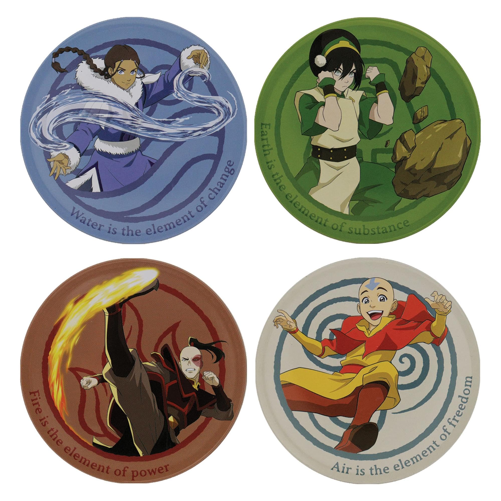 Fanattik Multicolor Avatar The Last Airbender Set Of 4 Embossed Metal Coasters