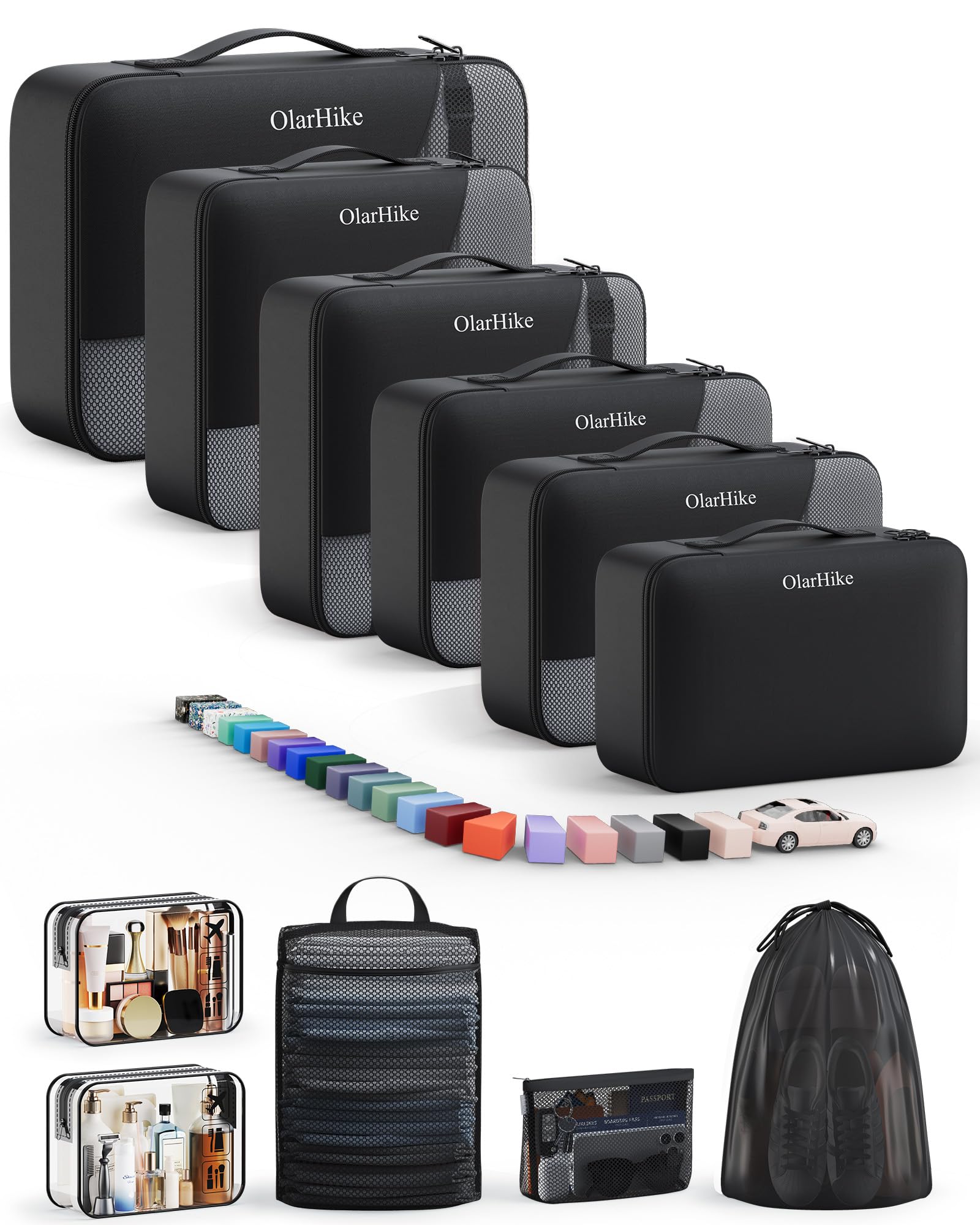 OlarHike 11 Set Packing Cubes for Travel, Gifts for Women Mom,Anti-Tearing Suitcase Organizer with Over 1000 pcs Mesh Holes,Vacation Essentials &amp; Accessories for Cruise Ship