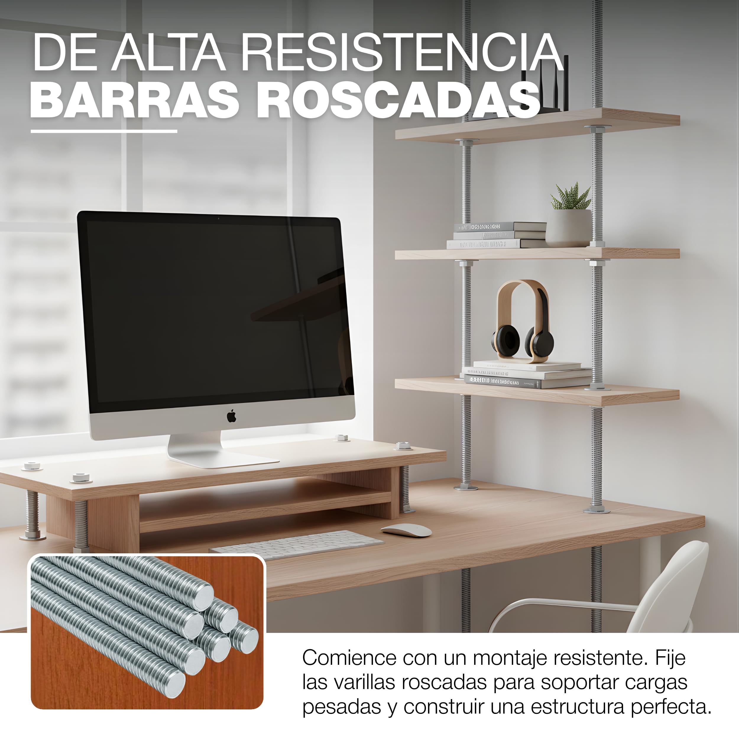 GeZu Impex Varilla Roscada M4 1000 mm A4 Acero Inoxidable conjunto de 10 Barra Roscada Completa Rosca Derecha Varilla Barra Perno