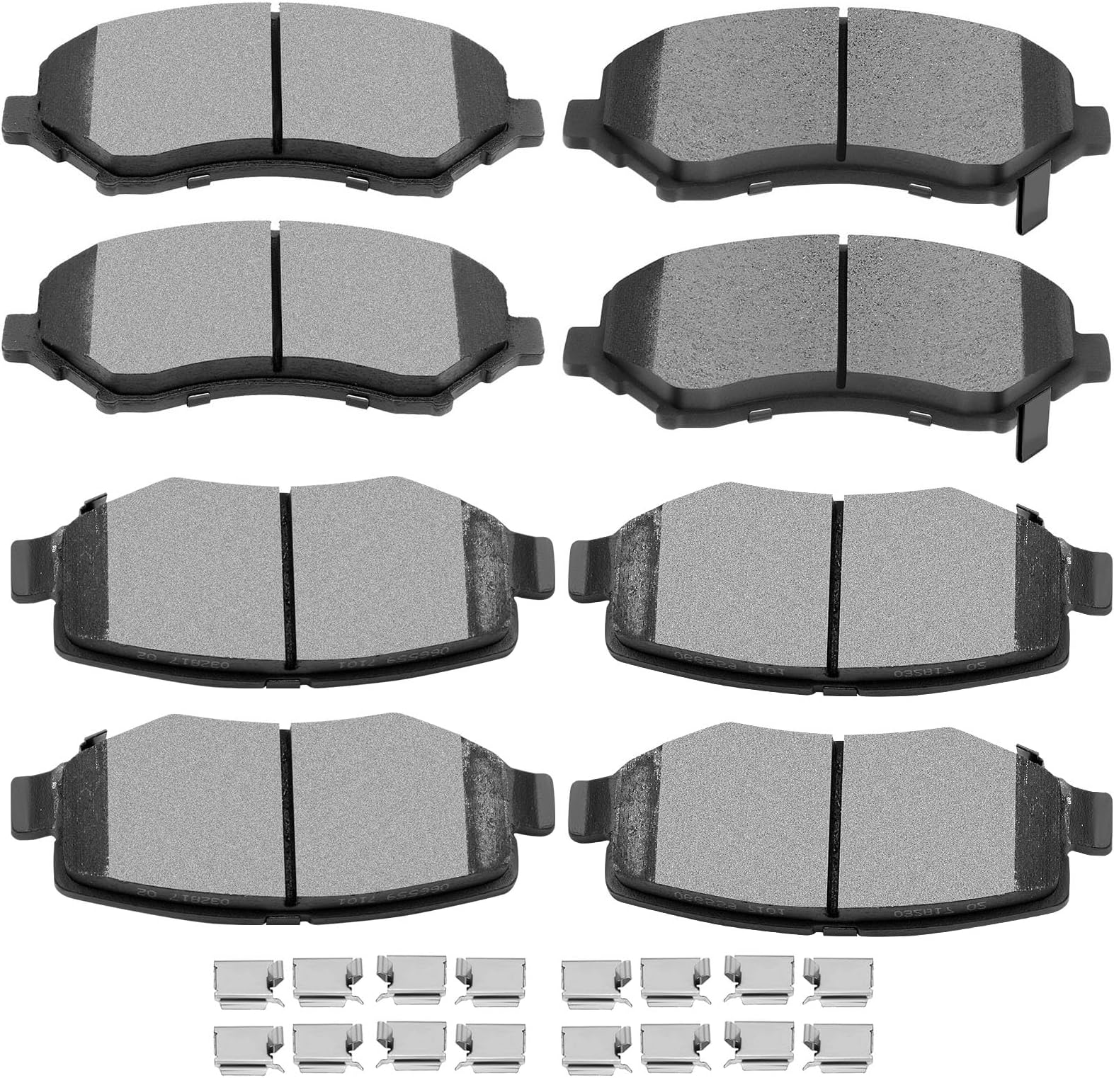 SCITOO Ceramic Brake Pads, 8pcs Front Rear Brake Pads Brakes Kits fit for 2007-2011 for Dodge Nitro,2008-2012 for Jeep Liberty,2007-2017 for Jeep Wrangler,2018 for Jeep Wrangler JK