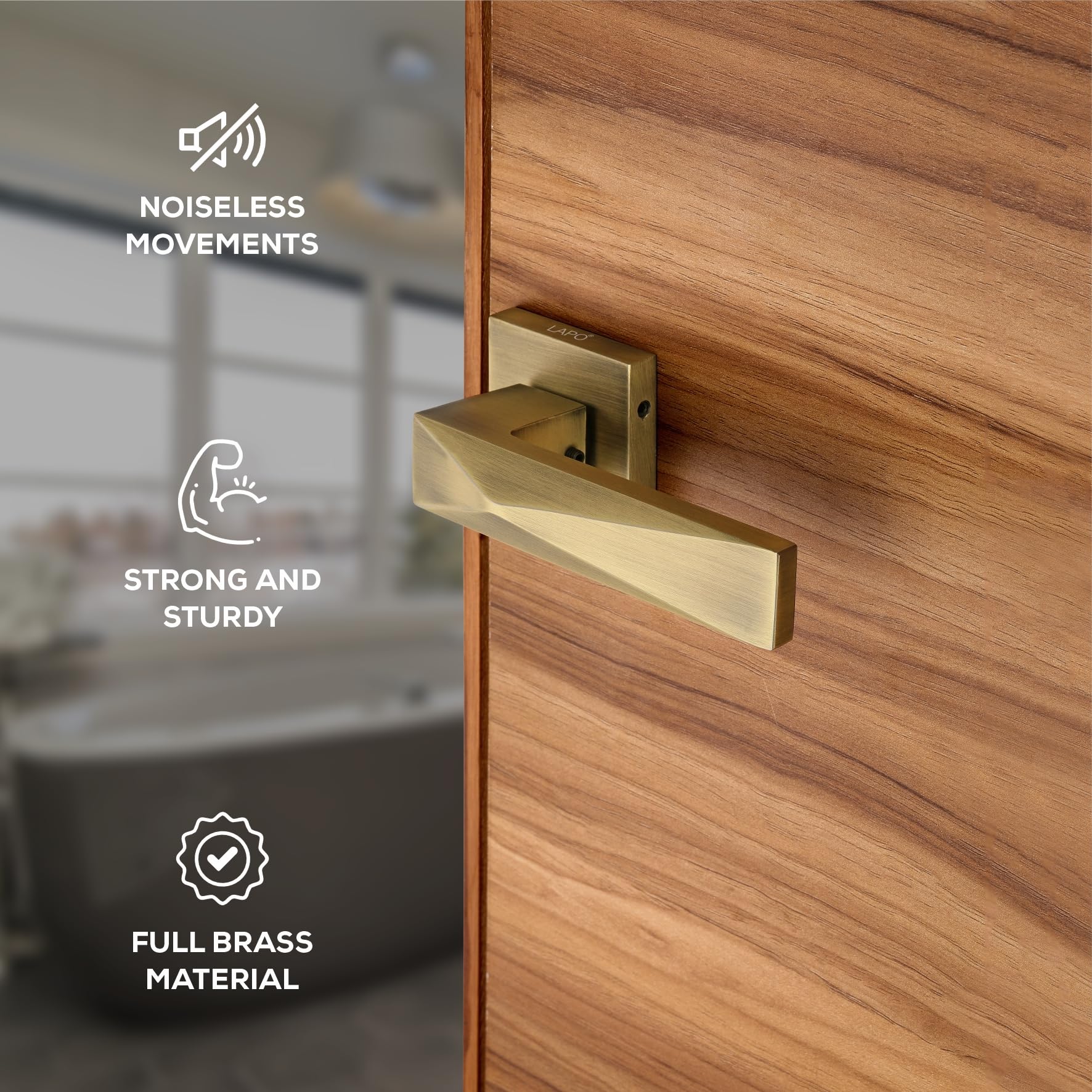 LAPO Bathroom Lock - Keyless Security & Antique Finish -3