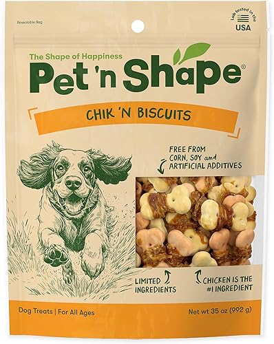 ---Pet 'n Shape Chik 'n Wrapped Biscuits Golosinas naturales envueltas en pollo para perros, 35 onzas