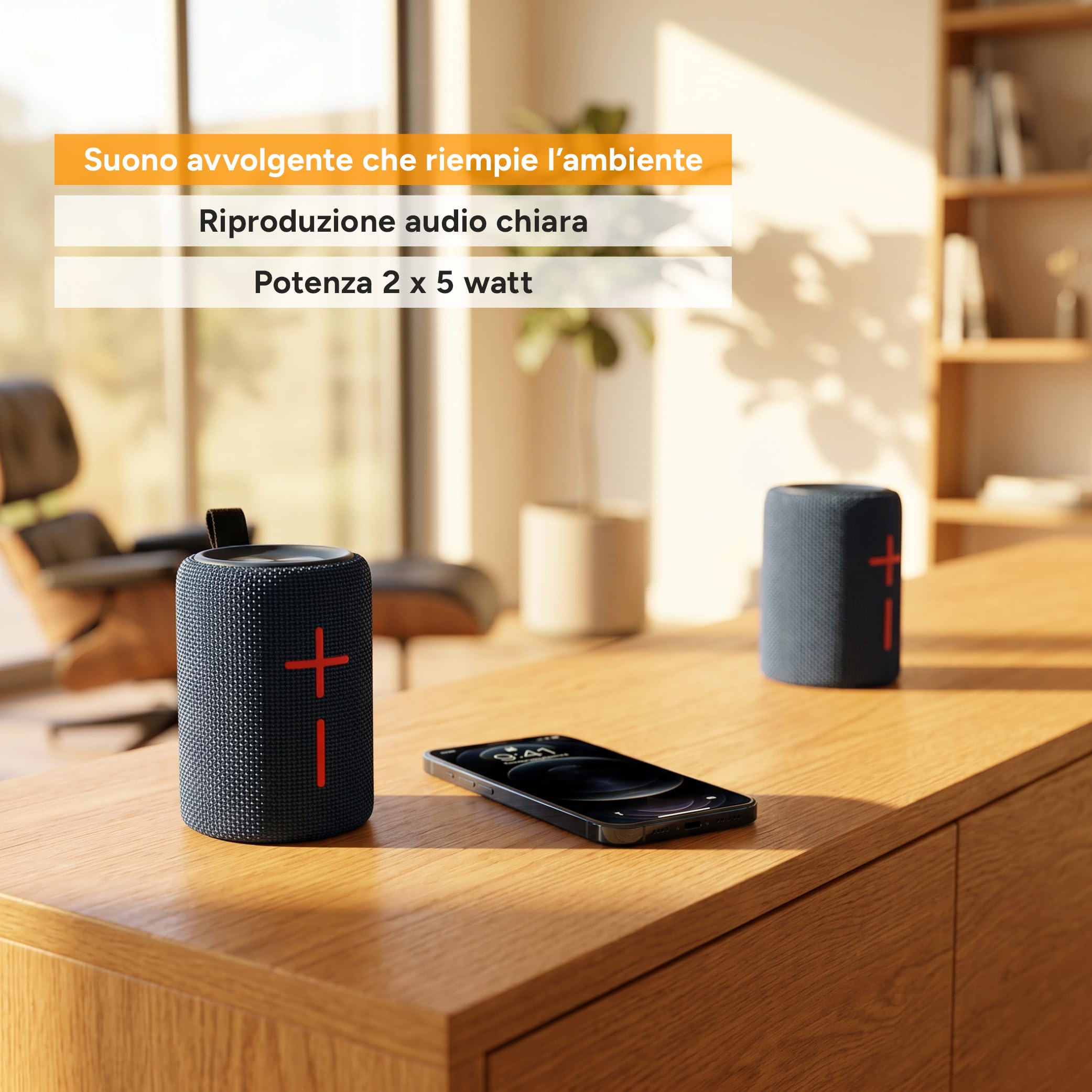 TZS First Austria - Altoparlante Bluetooth 2 in 1 Magnetico 10W - Cassa TWS Senza Fili, Batteria 2400mAh, Impermeabile IPX5, Raggio 10m - Speaker Portatile per Feste e Outdoor - Blu
