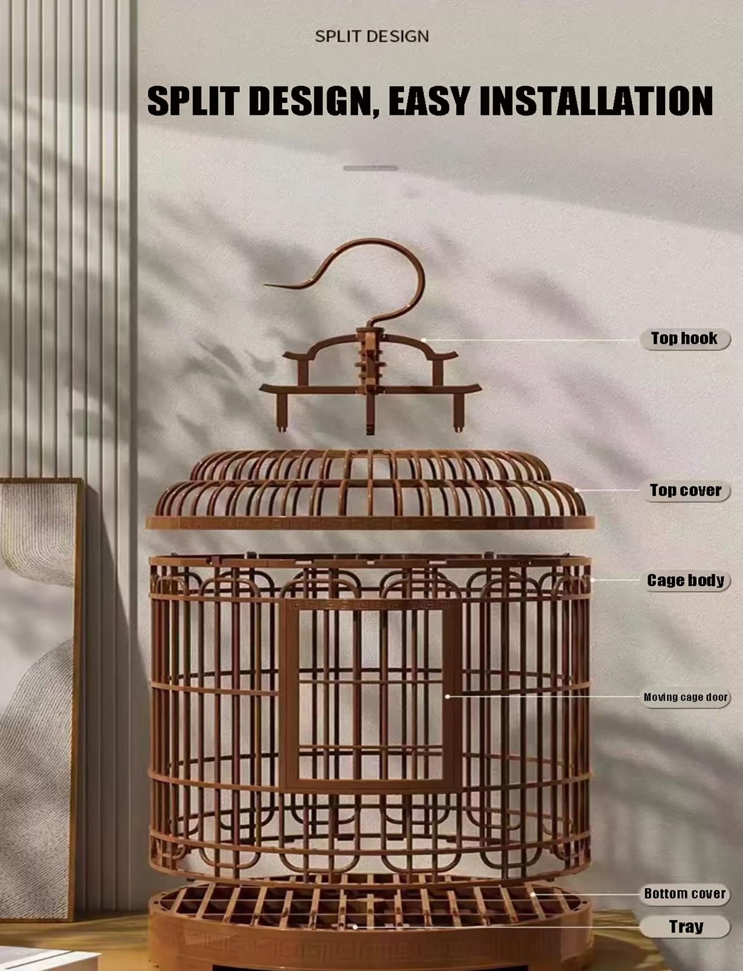 Retro-Vogelkäfig mit Haken for Aufhängen, Papageienständer, Käfig for Kanarienvögel, Finken, Sittiche | Haustierbedarf, tragbarer Haustierkäfig, Vogelbedarf, Käfige