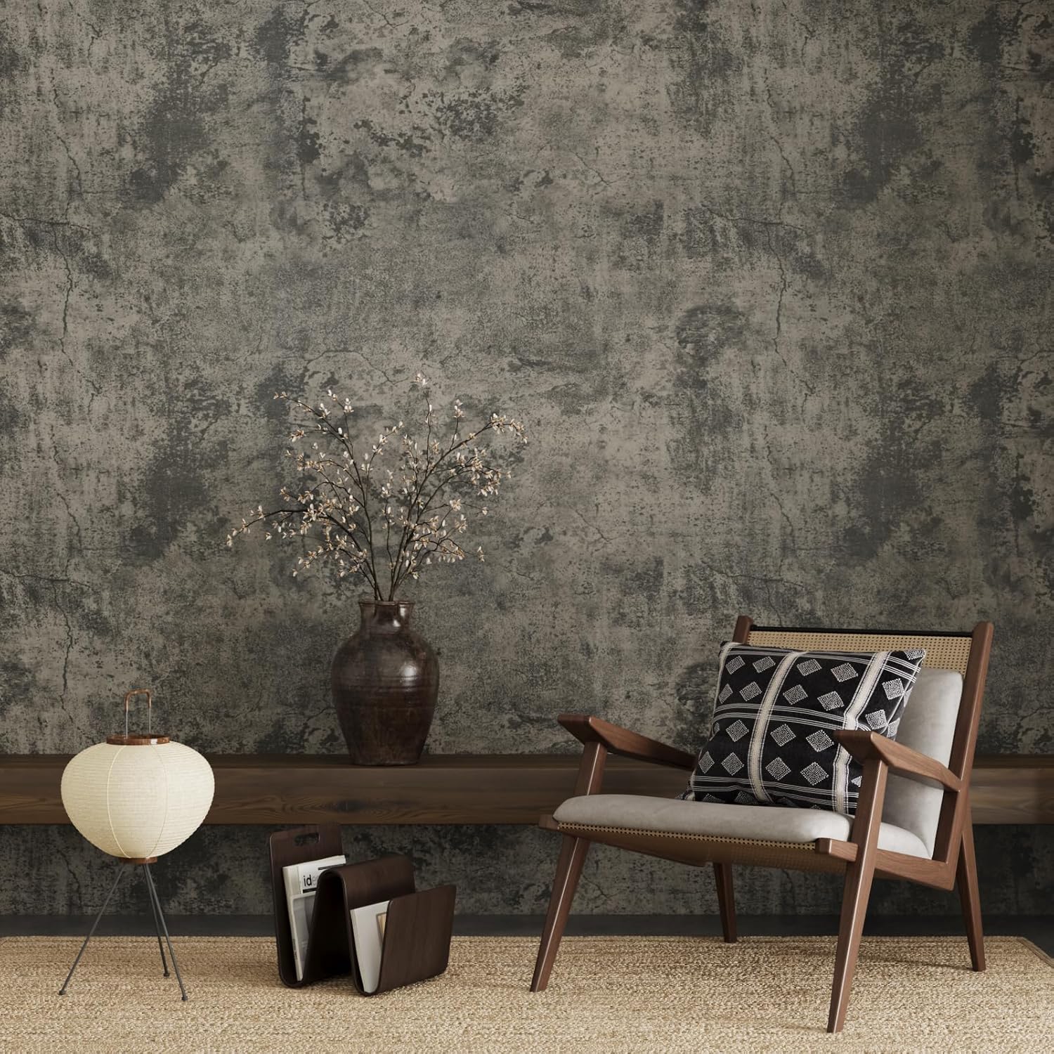 VaryPaper 32''x354'' Weathered Industrial Concrete Wallpaper Textured Peel and Stick Concrete Vinyl Wall Paper Roll Self Adhesive Contact Paper Decorative for Bathroom Kitchen Countertops Backsplash