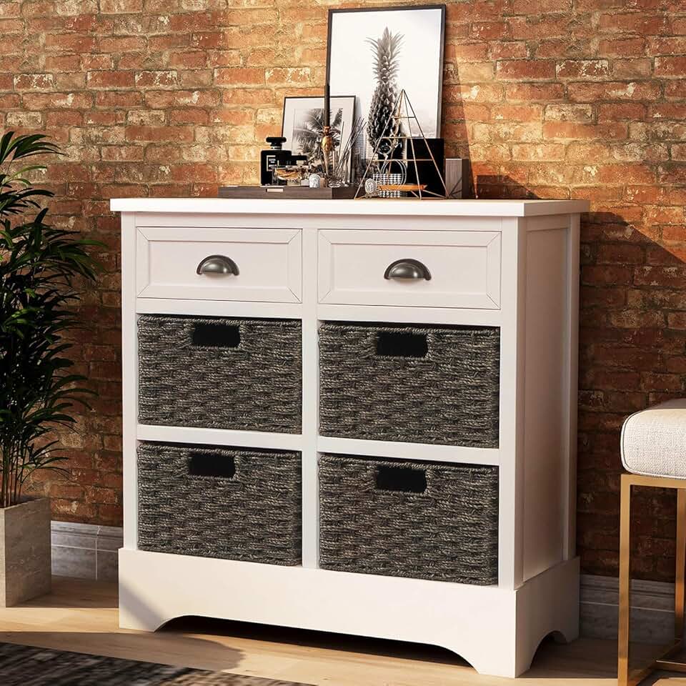white wicker chest of drawers