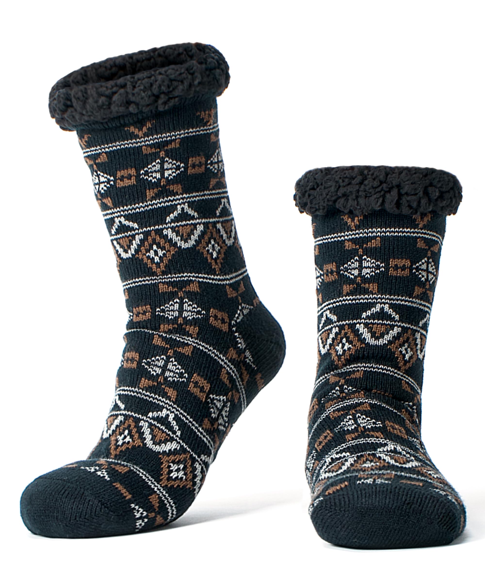 cosyone1997 Mens Warm Slipper Socks with Grips Winter Thermal Cabin Fuzzy Socks