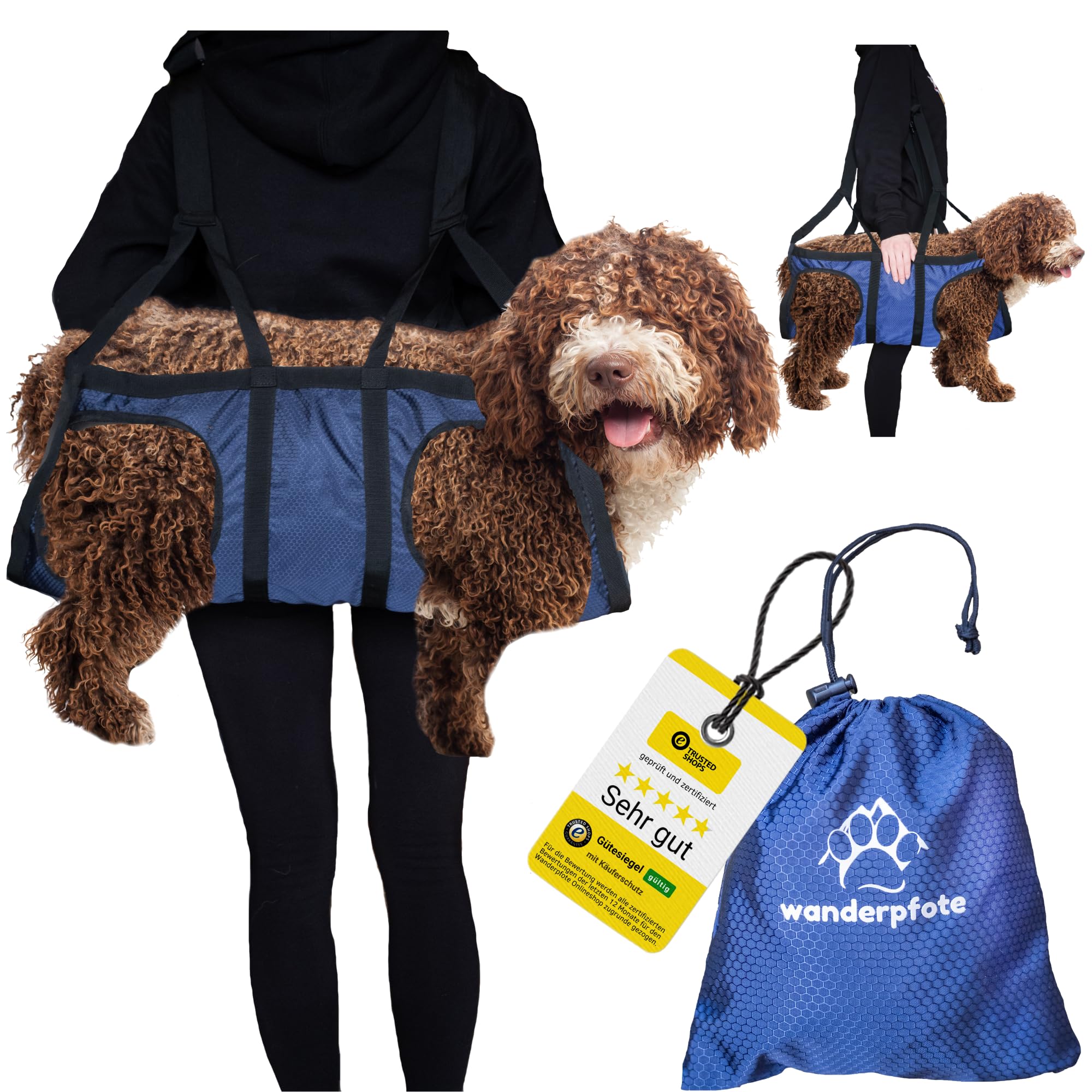 Aide au transport pour chien - Sac à dos d'urgence lors de randonnées ou sac de transport pour chien au quotidien dans les escaliers - Petit, léger, robuste, de qualité supérieure
