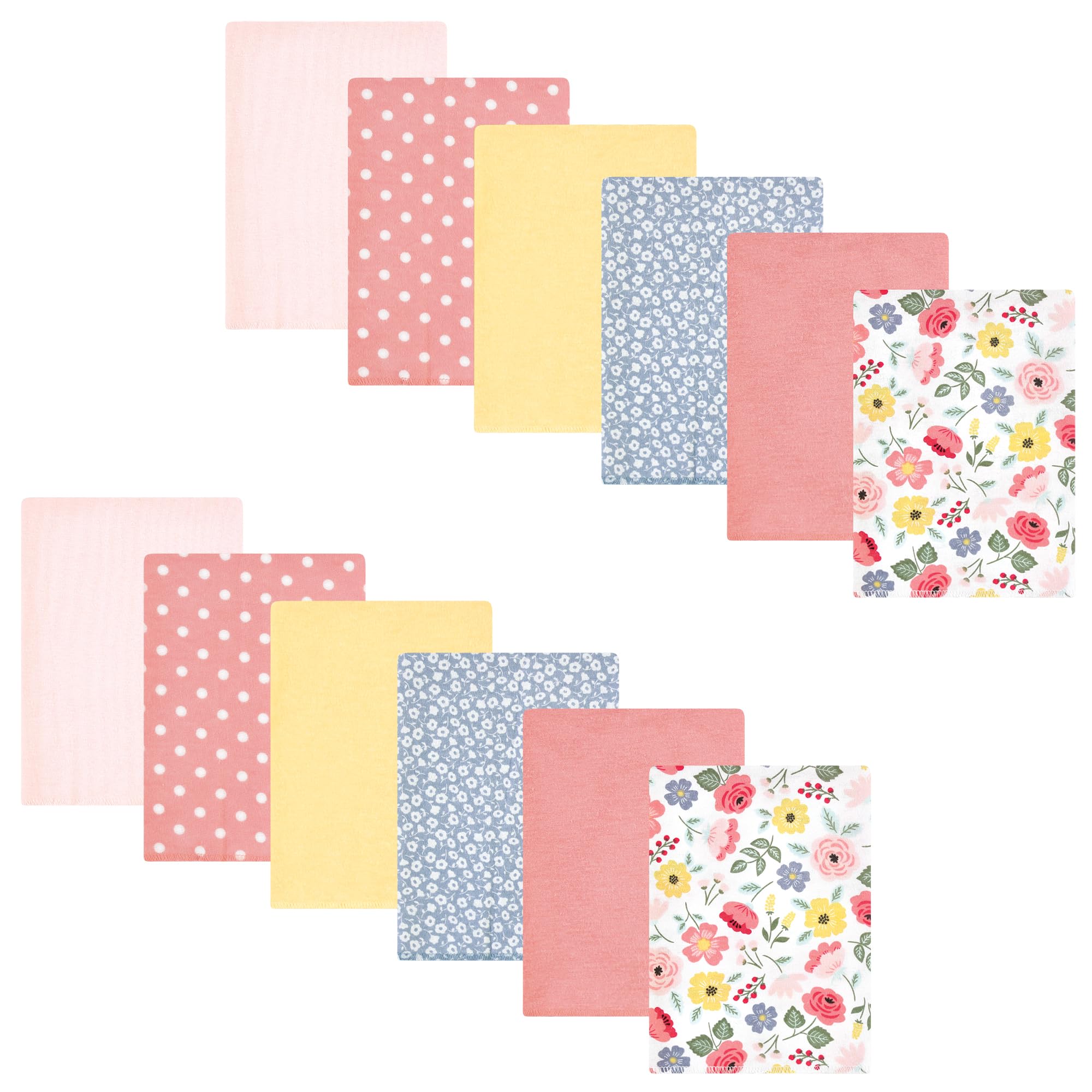 Hudson Baby Unisex Baby Cotton Poly Flannel Burp Cloths Bundle, Modern Botanical, One Size