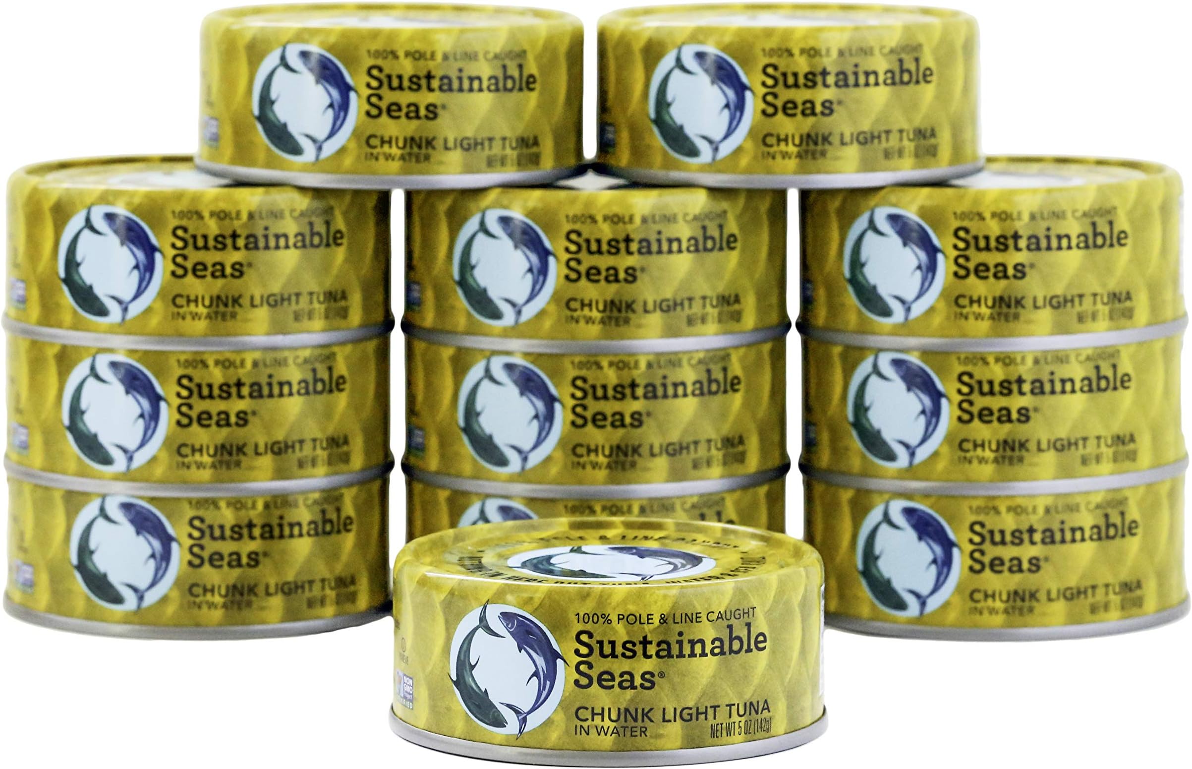 Sustainable Seas, Chunk Light Tuna in Water, 5 Ounce, 3rd party mercury tested, 100% sustainably caught (Pack of 12)