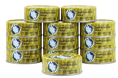 Miniatura 10 de Sustainable Seas, Trozos de atún blanco en agua, 5 onzas, probado por mercurio de terceros, 100% capturado de forma sostenible (paquete de 12)