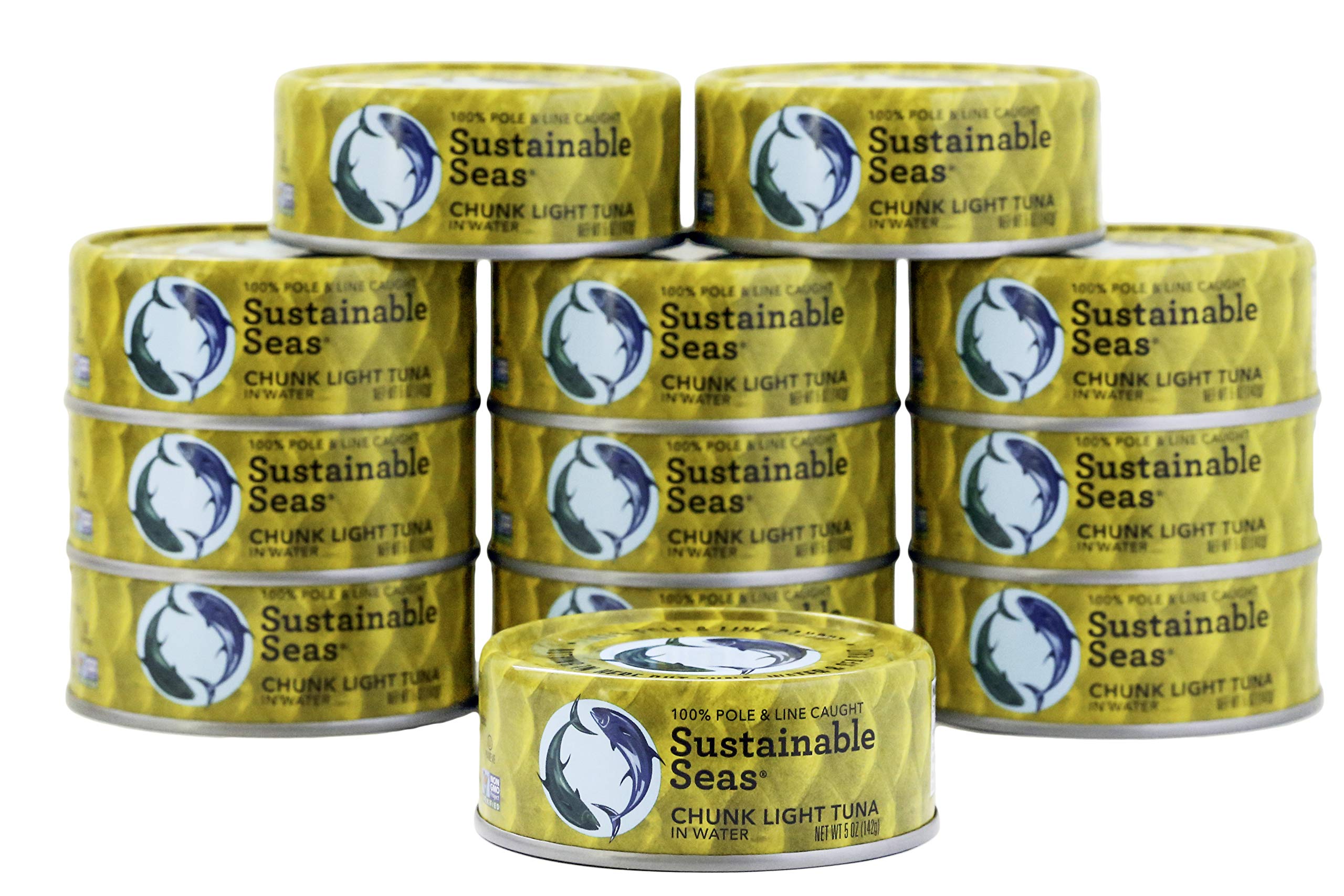 Sustainable Seas, Chunk Light Tuna in Water, 5 Ounce, 3rd party mercury tested, 100% sustainably caught (Pack of 12)
