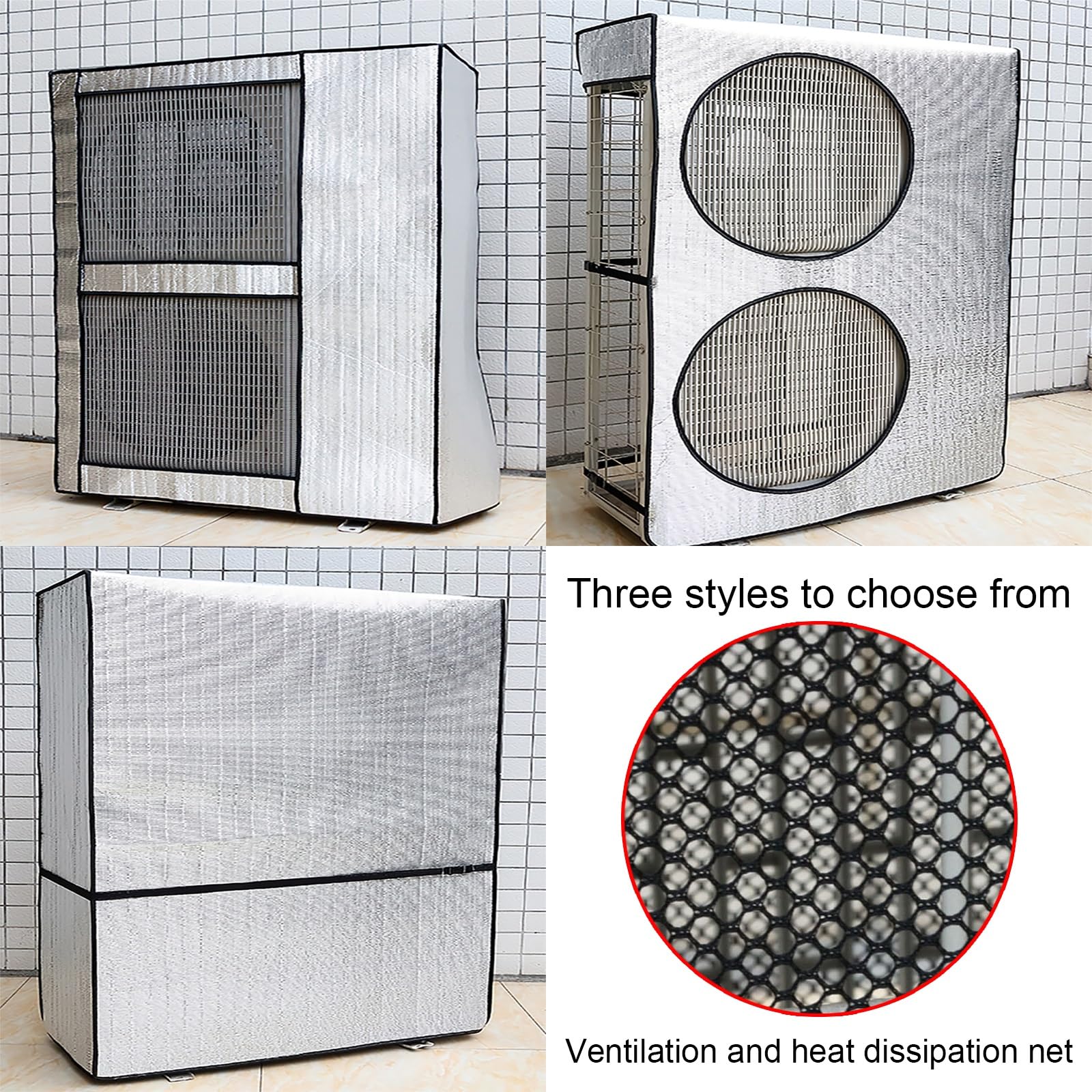 Funda universal de aire acondicionado para unidades exteriores, protector de unidad de CA impermeable y a prueba de polvo, cubierta de bomba de calor para todas las estaciones, color plateado, 36.2 x