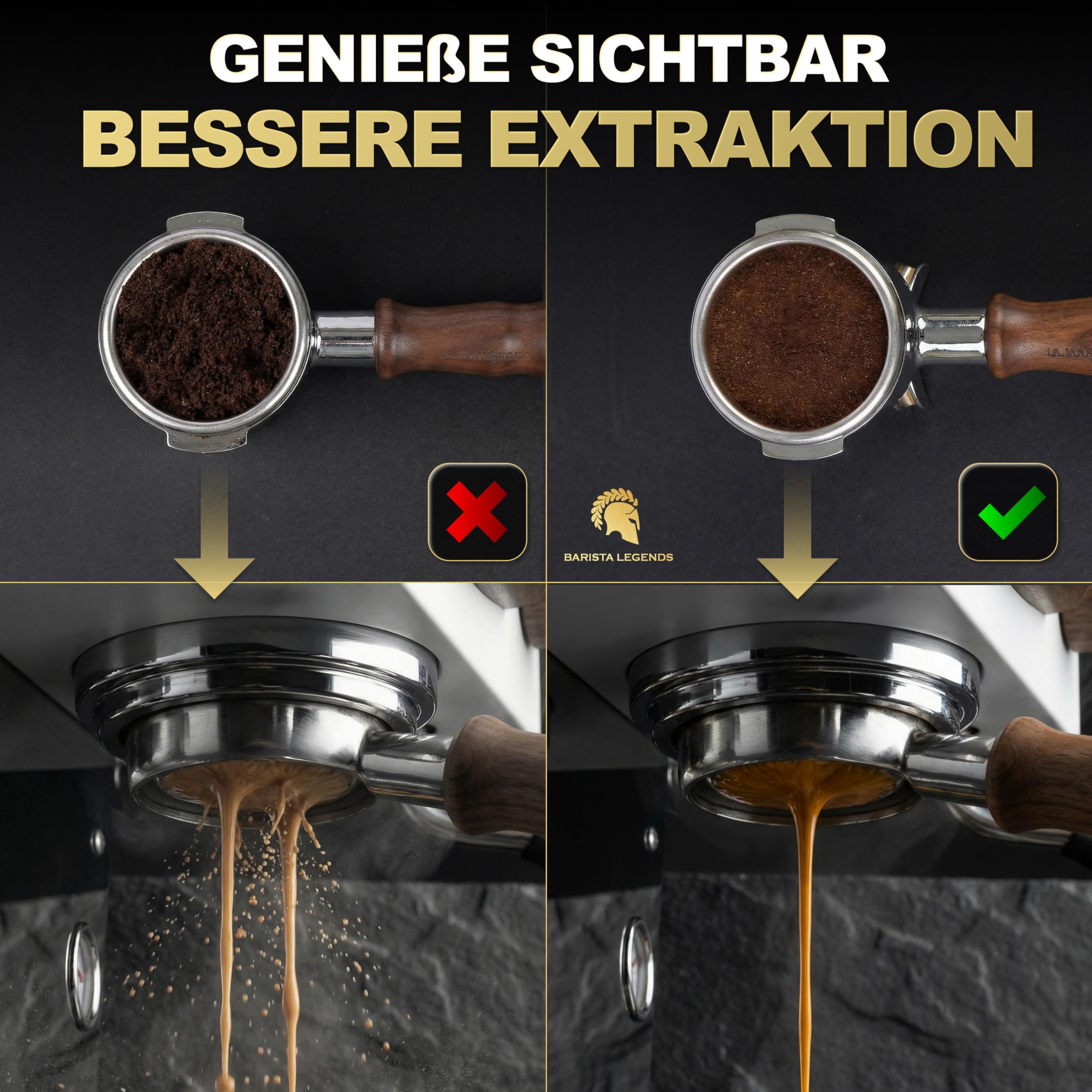 Barista Legends Automatyczne narzędzie WDT – magnetyczne mieszadło do espresso z obrotowymi igłami – równomierne rozprowadzanie mąki do kawy dla idealnej ekstrakcji – kompatybilne z sitkiem 58 mm