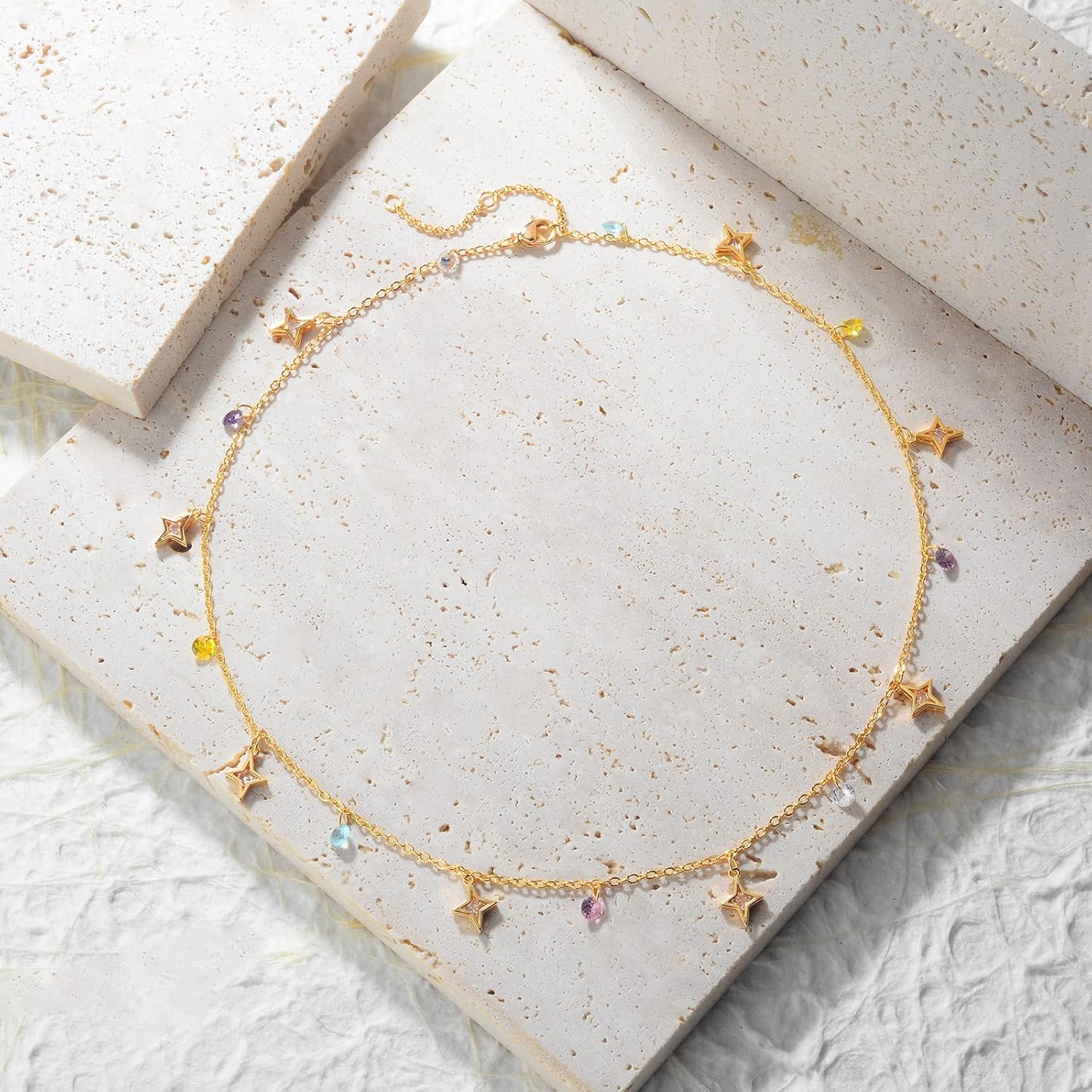 MTMY Beaded Necklaces for Women 14K Gold Plated Dainty Colorful Green/Rose Beaded Pearl Choker Necklace Delicate Boho Choker Necklace Jewelry Gift - Image 7