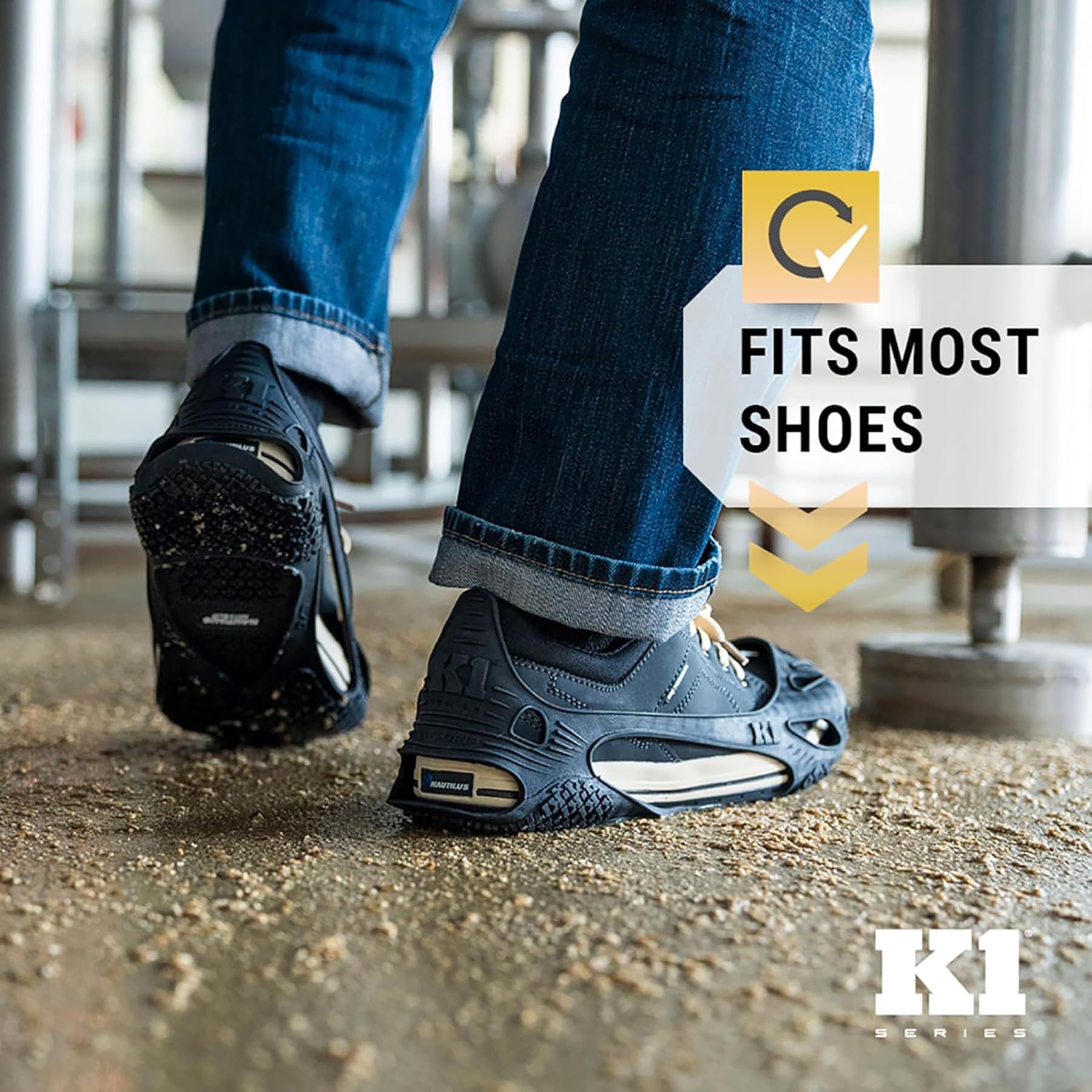 K1 Series SG1 Grip antidérapant sur l'huile et la graisse pour chaussures de travail/sécurité – Aides à la traction pour hommes et femmes dans les services alimentaires, entrepôts