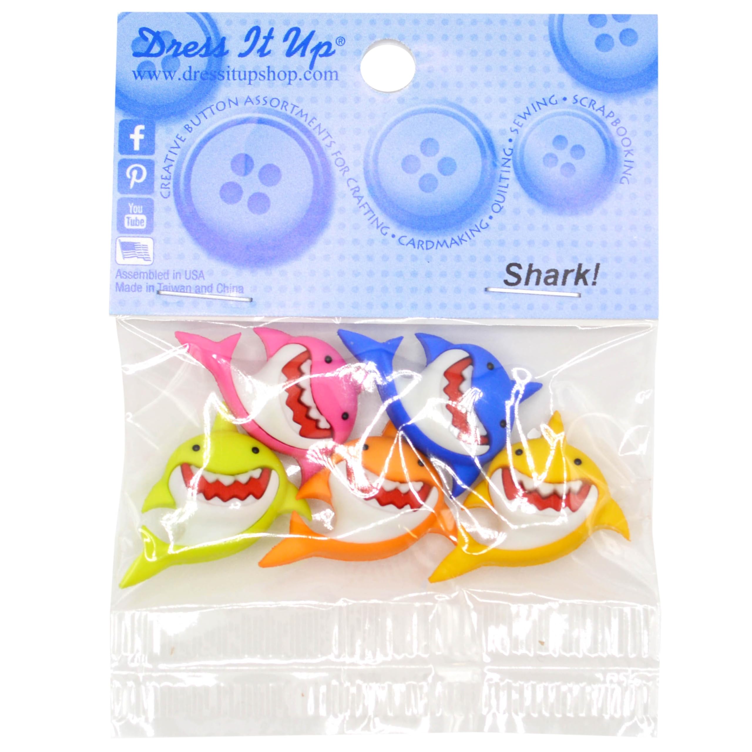 DRESS IT UP Buttons Jawsome 11394 - Fish Shark Sea Tropical Nemo