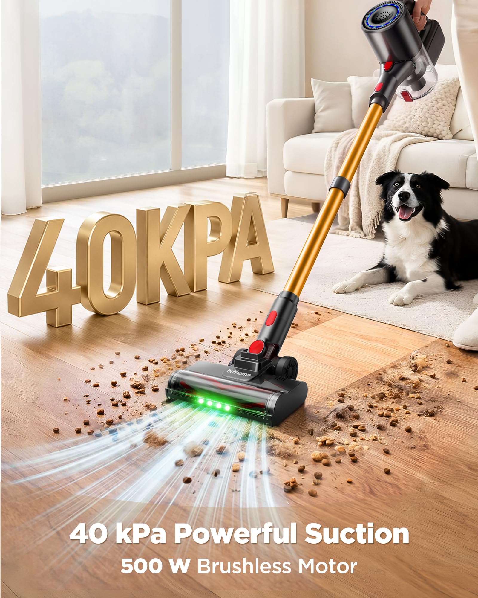 Z6PRO Aspirapolvere Senza Fili, con Display LED, 40kPa, Motore da 500W