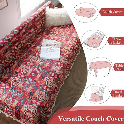 Miniatura 3 de VClife Fundas de sofá bohemias para sofá de 3 a 4 cojines, fundas refrescantes para sofá modular de lino y algodón, aptas para mascotas, para sofá