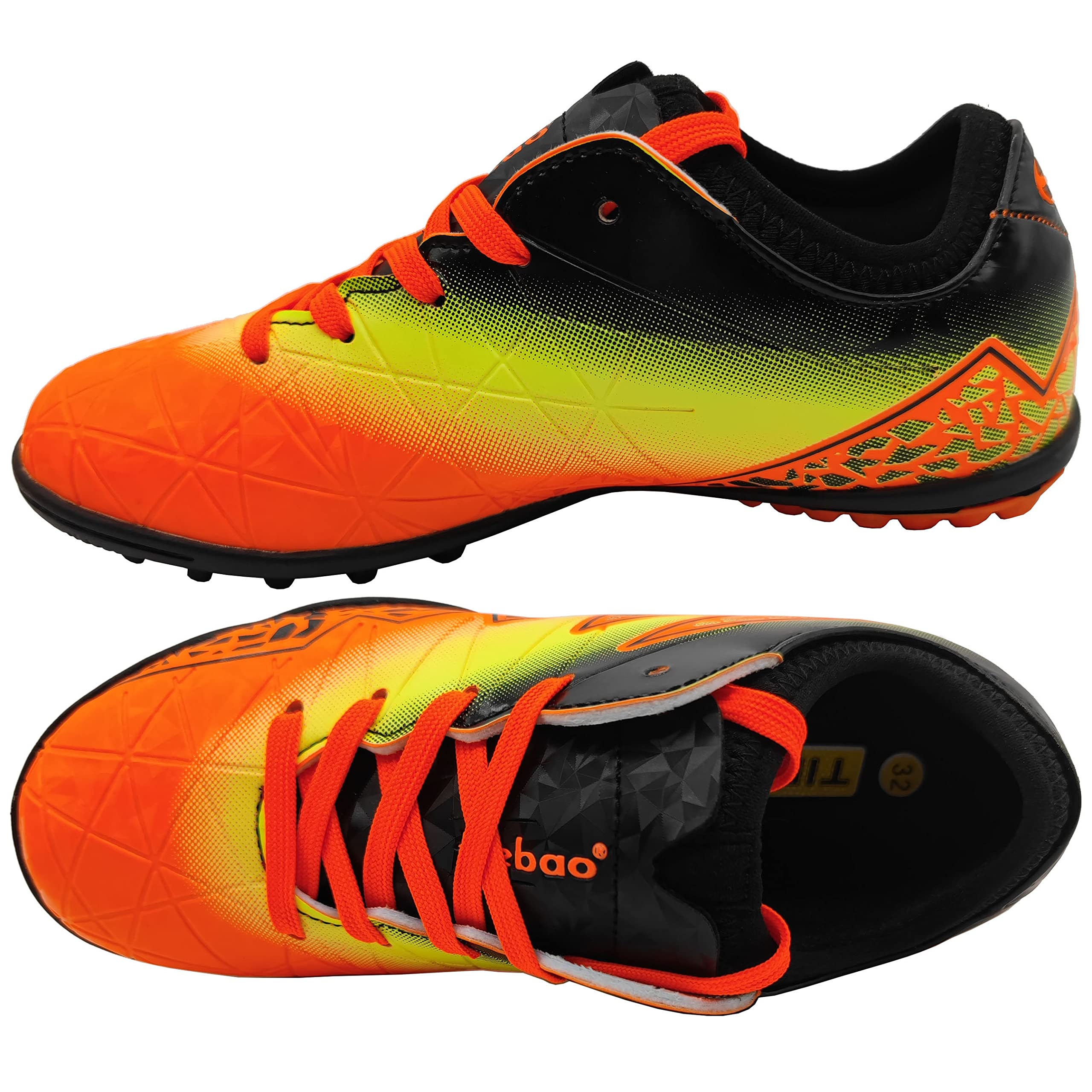 Zapatos de fútbol con tacos para niños, tenis deportivos para suelo firme, para exteriores, ligeros, para césped (niño pequeño/niño grande)