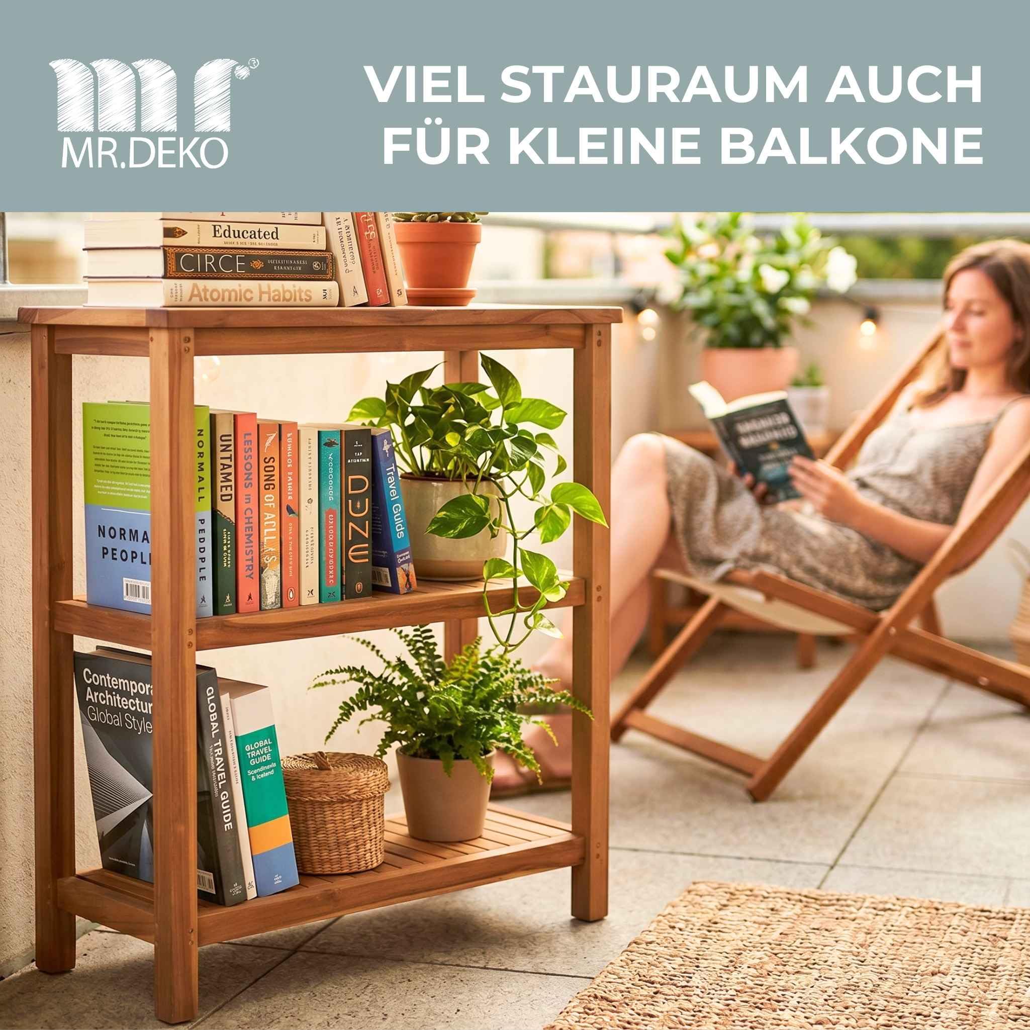 Mr. Deko Pflanztisch Filton Teak-Holz 100x110x40 cm | Massivholz Gartenregal | Garten-Regal Wetterfest | Holzregal Outdoor | Zertifiziertes Plantagen-Teak Unbehandelt Stabil 50 kg Belastbarkeit