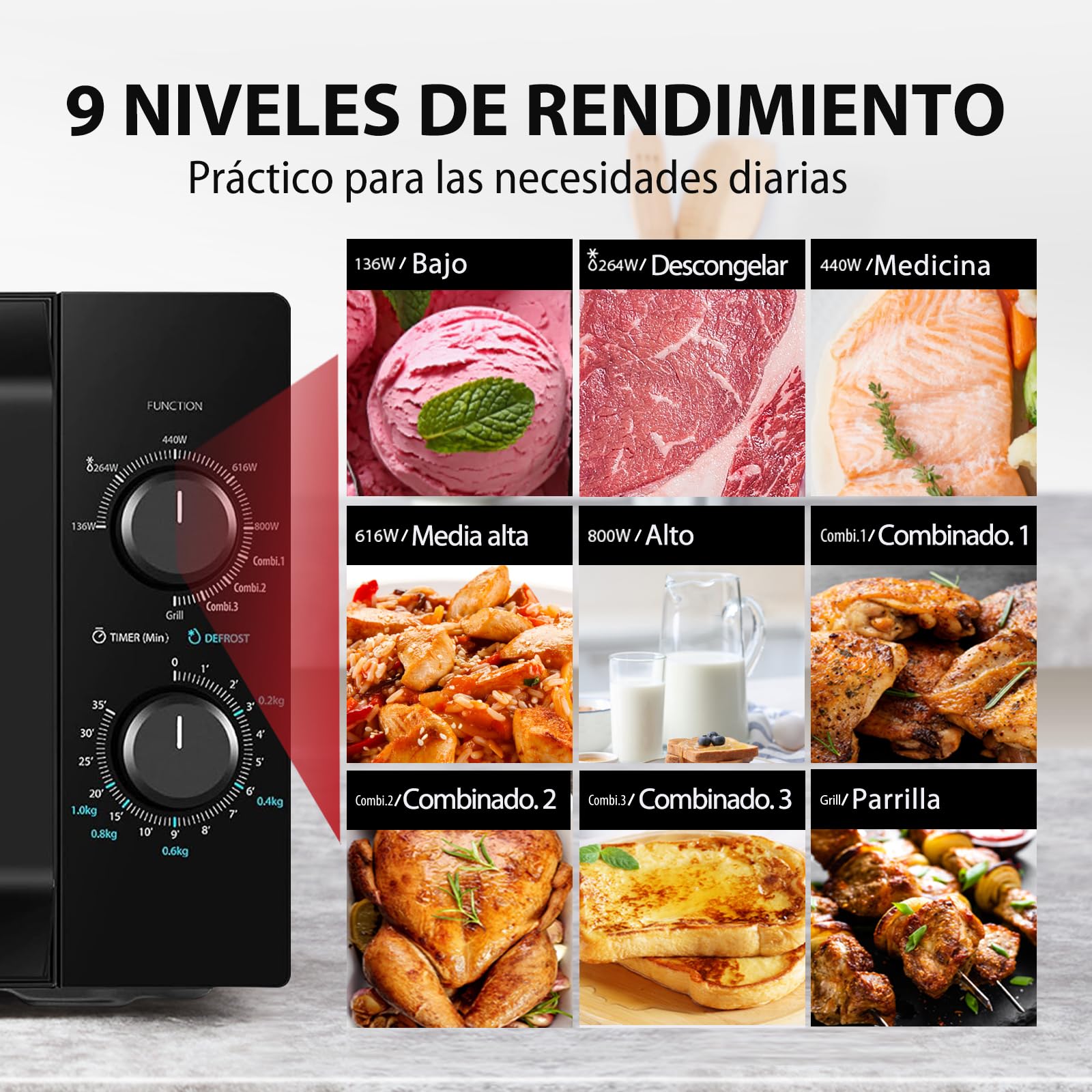 Toshiba MW2-MG20P(BK) Forno micro-ondas 20 L, brilho 700W/1000W, com crispy grill e função de cozedura combinada, 9 níveis de potência,
