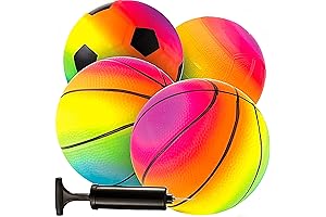 Rainbow Mini Sports Balls with Pump: Inflatable Toys for Kids