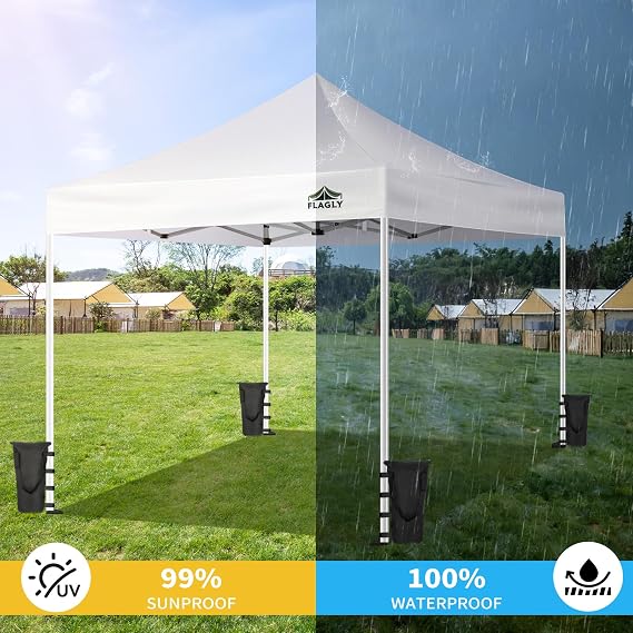Canopy Replacement Top for 10x10ft Pop Up Canopy Tent Waterproof Durable Cover with Bonus 4 Sand Bags Outdoor Shelter Replacement Roof (Frame not Include)