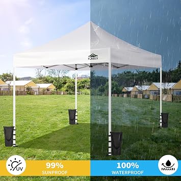 Canopy Replacement Top for 10x10ft Pop Up Canopy Tent Waterproof Durable Cover with Bonus 4 Sand Bags Outdoor Shelter Replacement Roof (Frame not Include)