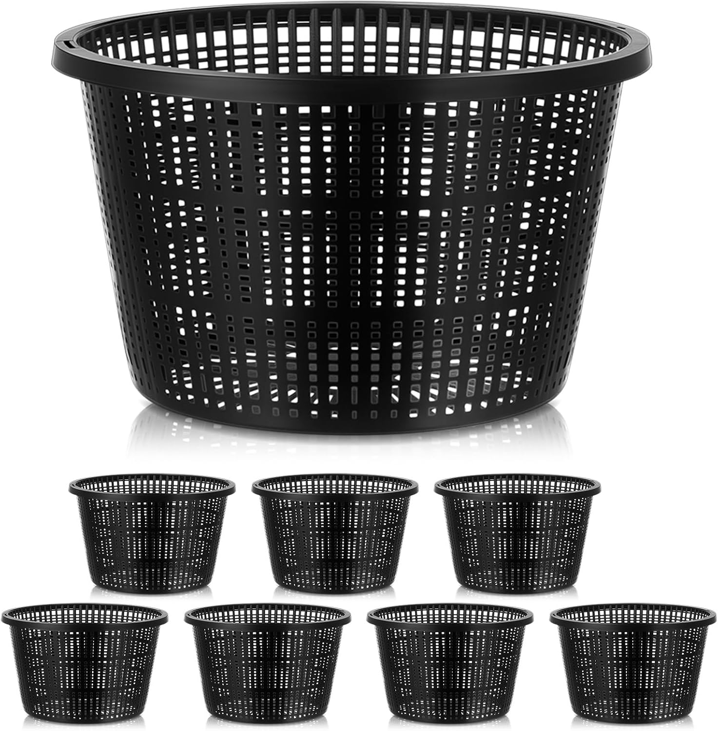 Weysat 8pcs Pond Plant Baskets Hydroponic Baskets 8. 3 Inch Round Aquatic Plant Net Pots Large Plastic Net Containers Black Mesh Pond Containers for Hydroponics Live Aquarium Nursery Grow Supplies