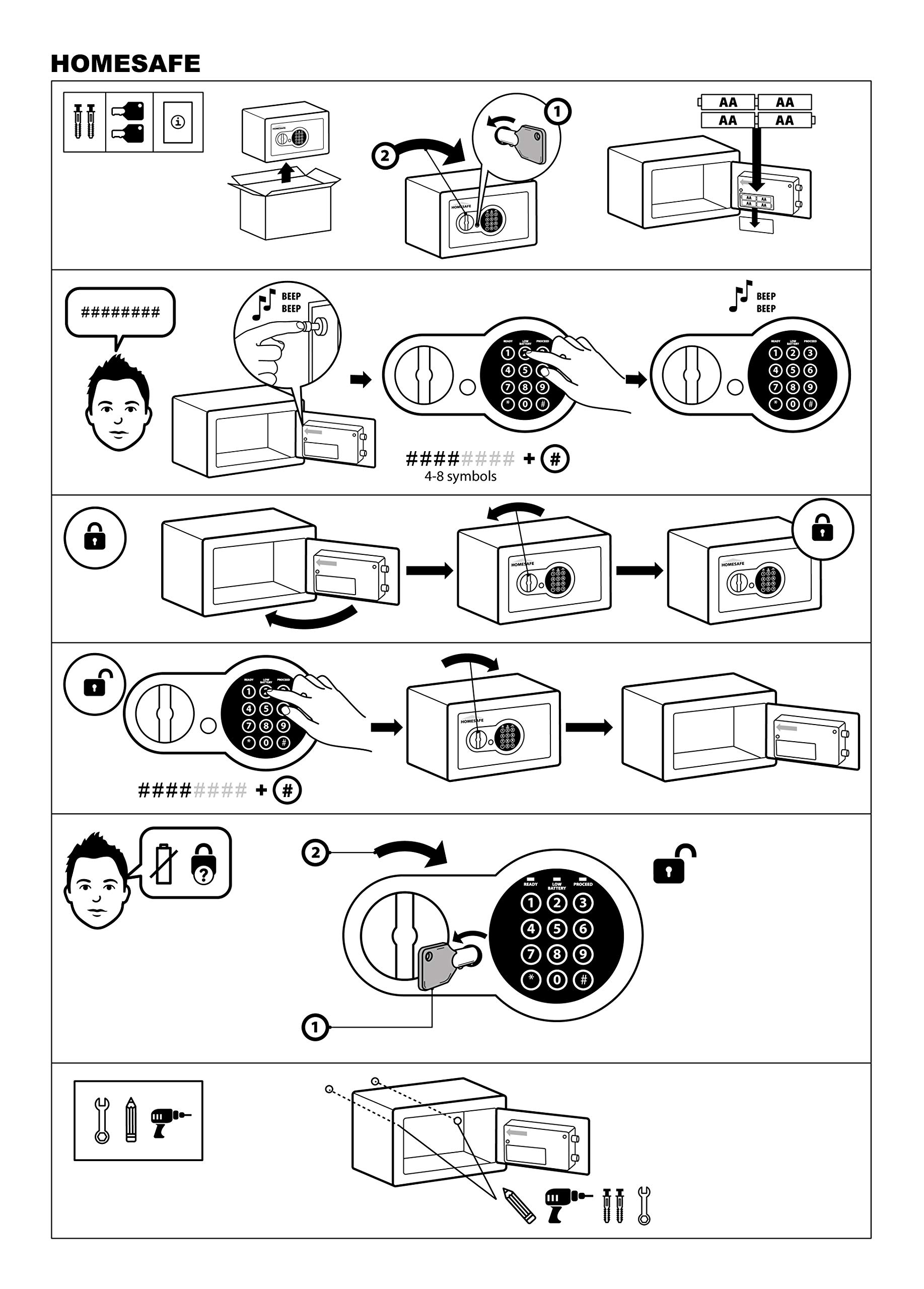 HomeSafe HV20E Cassaforte Piccola con Codice, 20x31x20cm (HxLxP), Cassaforte da Armadio Digitale con Combinazione Elettronica, Cassetta di Sicurezza per Soldi e Gioielli, Sicurezza Domestica