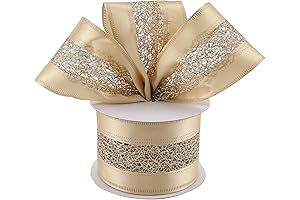 Champagne Gold Christmas Ribbon 2.5" x 10 Yards