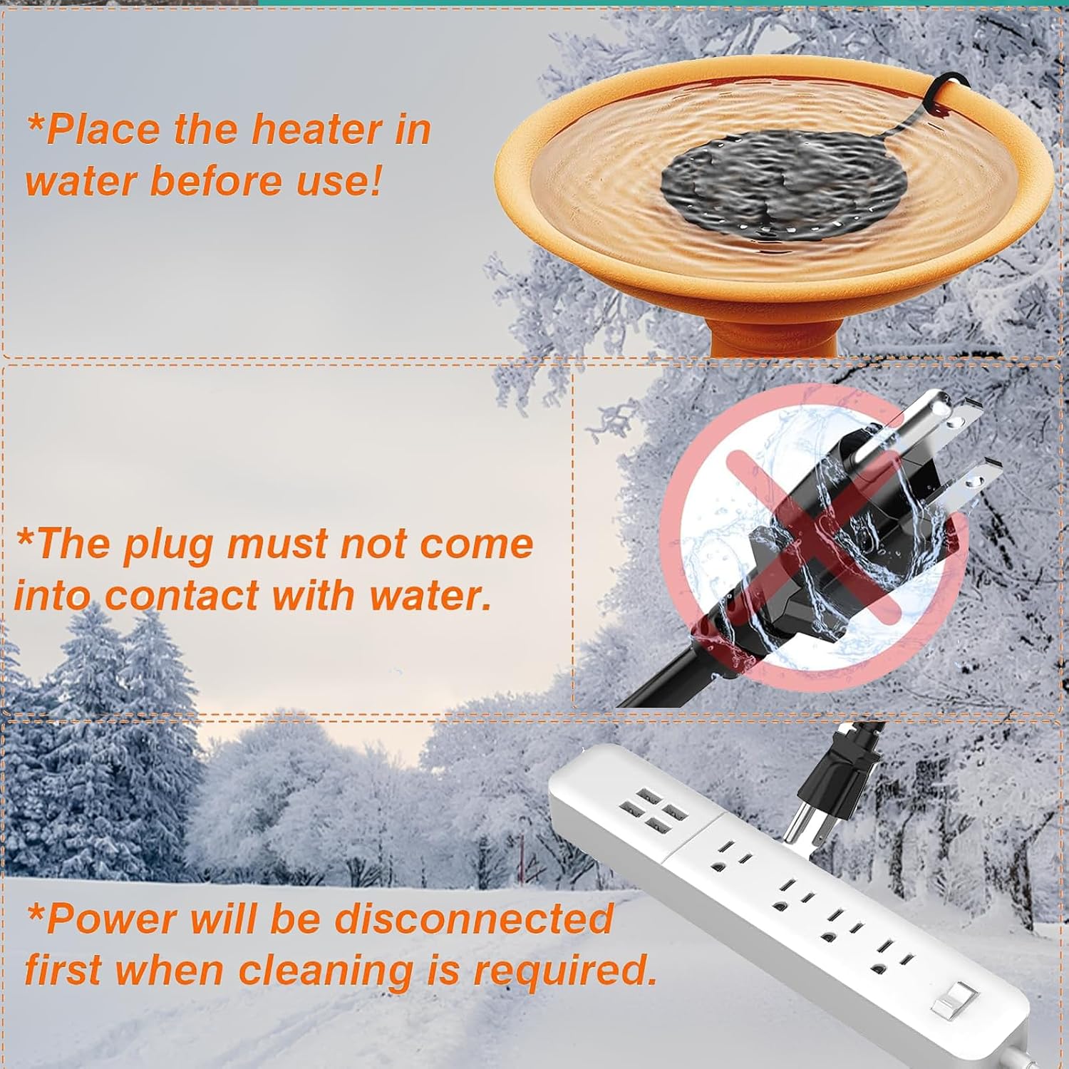 Bird Bath Heater, 250W Bird Bath Heater for Outdoor in Winter, Birdbath Water Heater Thermostatically Controlled Heated Bird Bath for Outdoor Yard Bird Bath Deicer, for Bird Chicken Livestock.