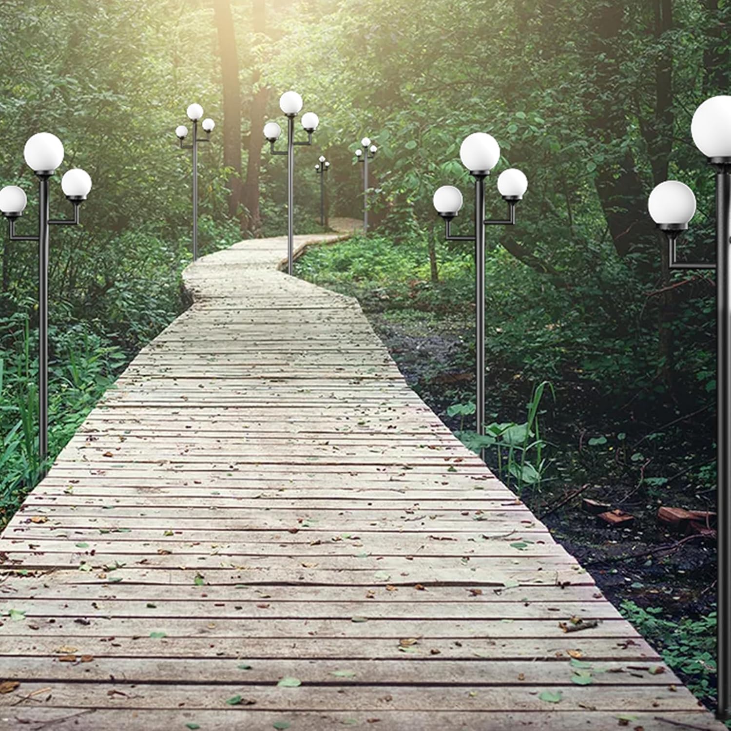 Lightdot 79" Modern Stable Post Lights Outdoor 3-Heads Street Pole Lights IP65 Waterproof Heavy-Duty Aluminum Lamp Posts Outdoor Lighting with 3Pcs 3000K LED Bulbs for Driveway/Garden/Yard