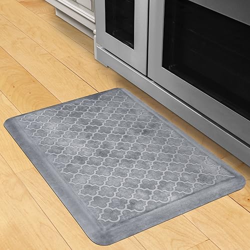 Vista 32 de WellnessMats - Tapete de poliuretano antifatiga con diseño enrejado de 3/4 pulgadas, acolchado cómodo y apoyo para el hogar, cocina, garaje, Antiguo