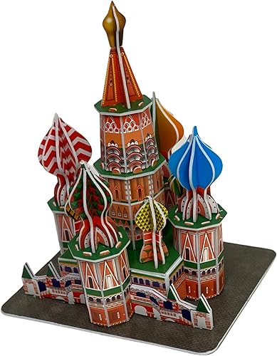 Miniatura 4 de Rompecabezas 3D para adultos y niños | Rompecabezas 3D de la catedral de San Basilio cuadrado rojo | Kit de modelo de arquitectura de Rusia |