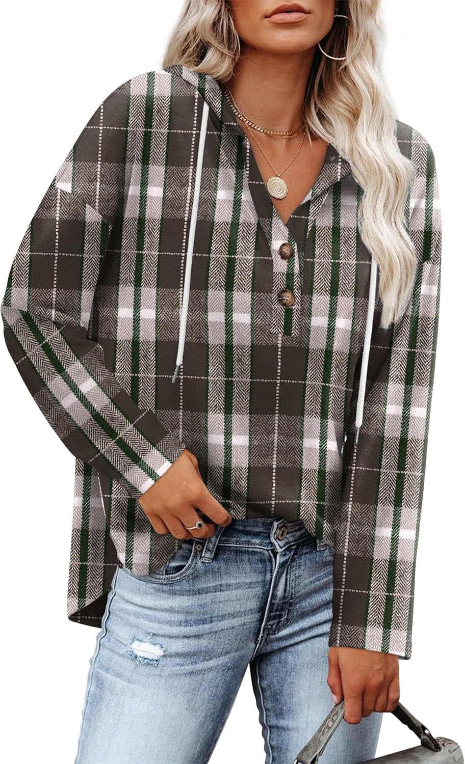 RUMIA Womens Tops V Neck Button Sweatshirt for Women Pullover Long SLeeve Shirts Fall Outfits 2025 Loose Fit S-3XL - Image 2