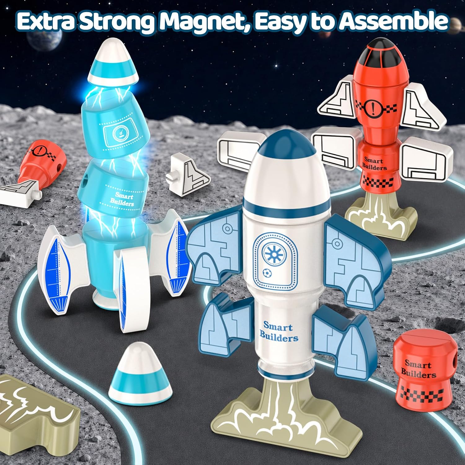 Magnetic Robot Building Toy, STEM Magnet Rocket Toys Set for Kids Age 3-5 image 2