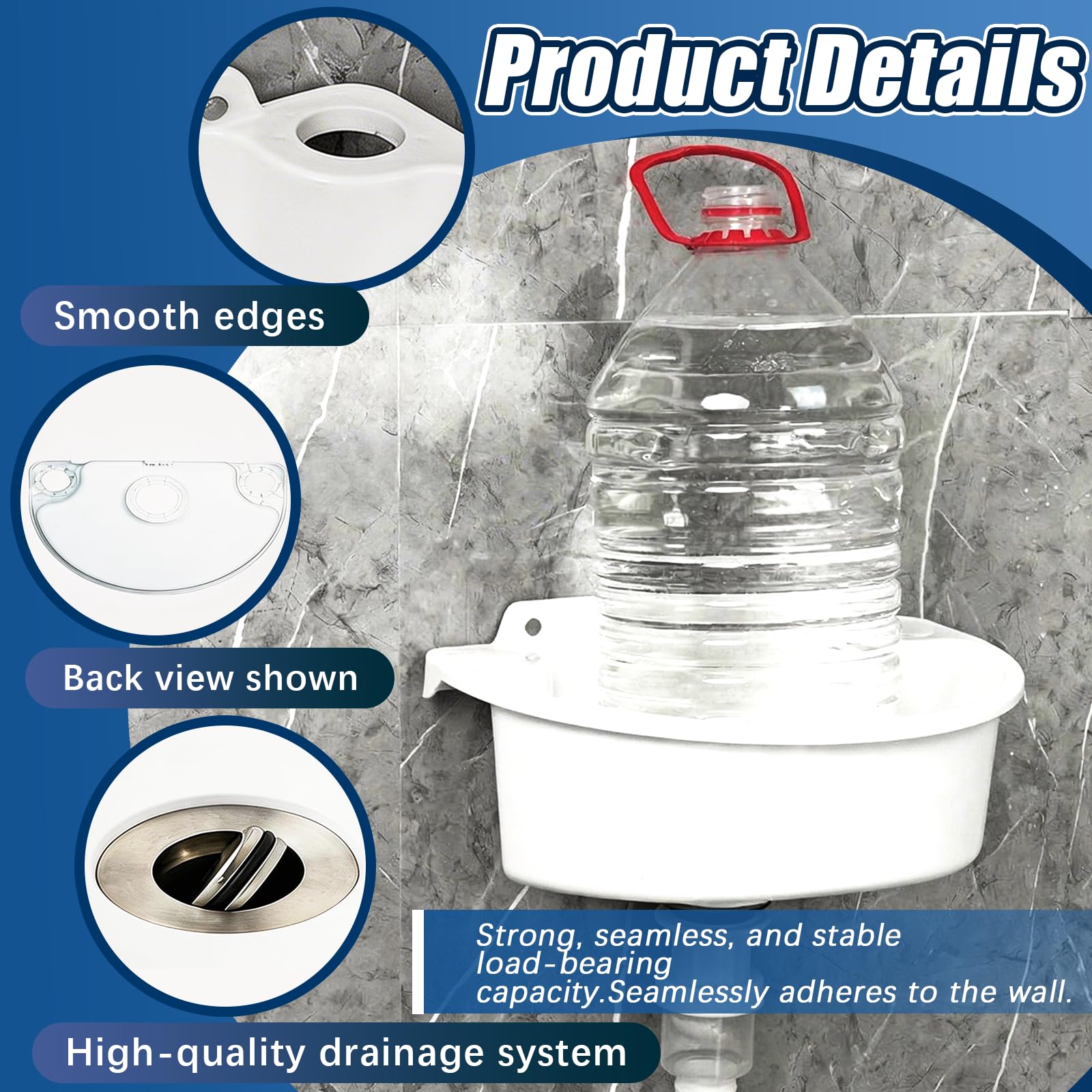Lavabo de Pared Plástico con Grifo Mezclador, Kit Completo para Baño Jardín Camping Blanco