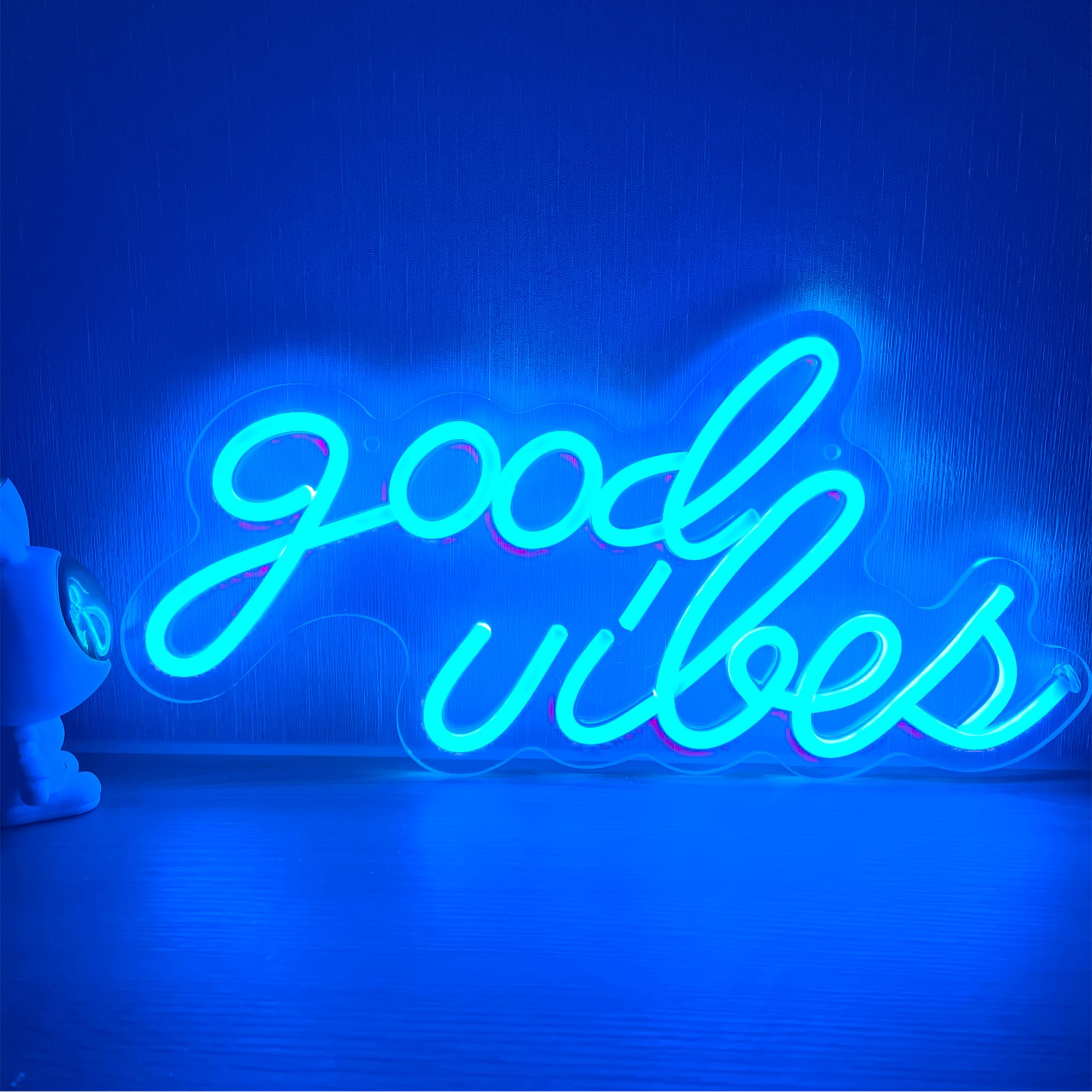 Good Vibes Neon Sign Aesthetic Neon Wall Decor USB Powered LED Sign Good Vibes Neon Light for Bedroom Office Wedding Party Bars Valentines Gifts Blue
