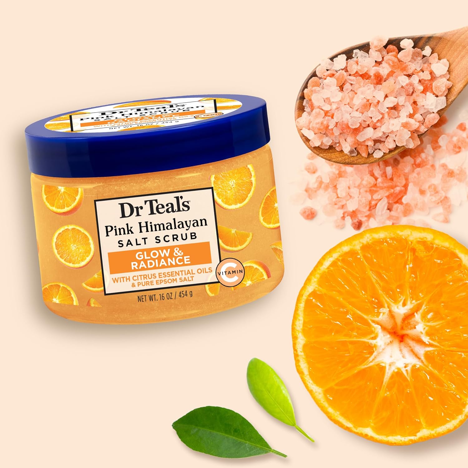 Dr Teal's Pink Himalayan Salt Body Scrub, Glow & Radiance with Pure Epsom Salt & Citrus Essential Oils 16 oz (Pack of 3) - Image 5
