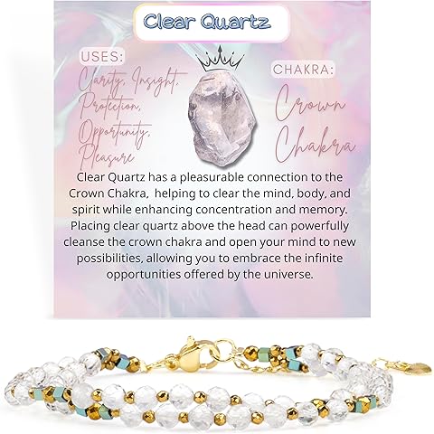 Farfume Beaded Bracelets for Women, Chakra Crystal 4mm Beads Gemstone Natural Stone Bead Spiritual Womens Jewelry Gifts