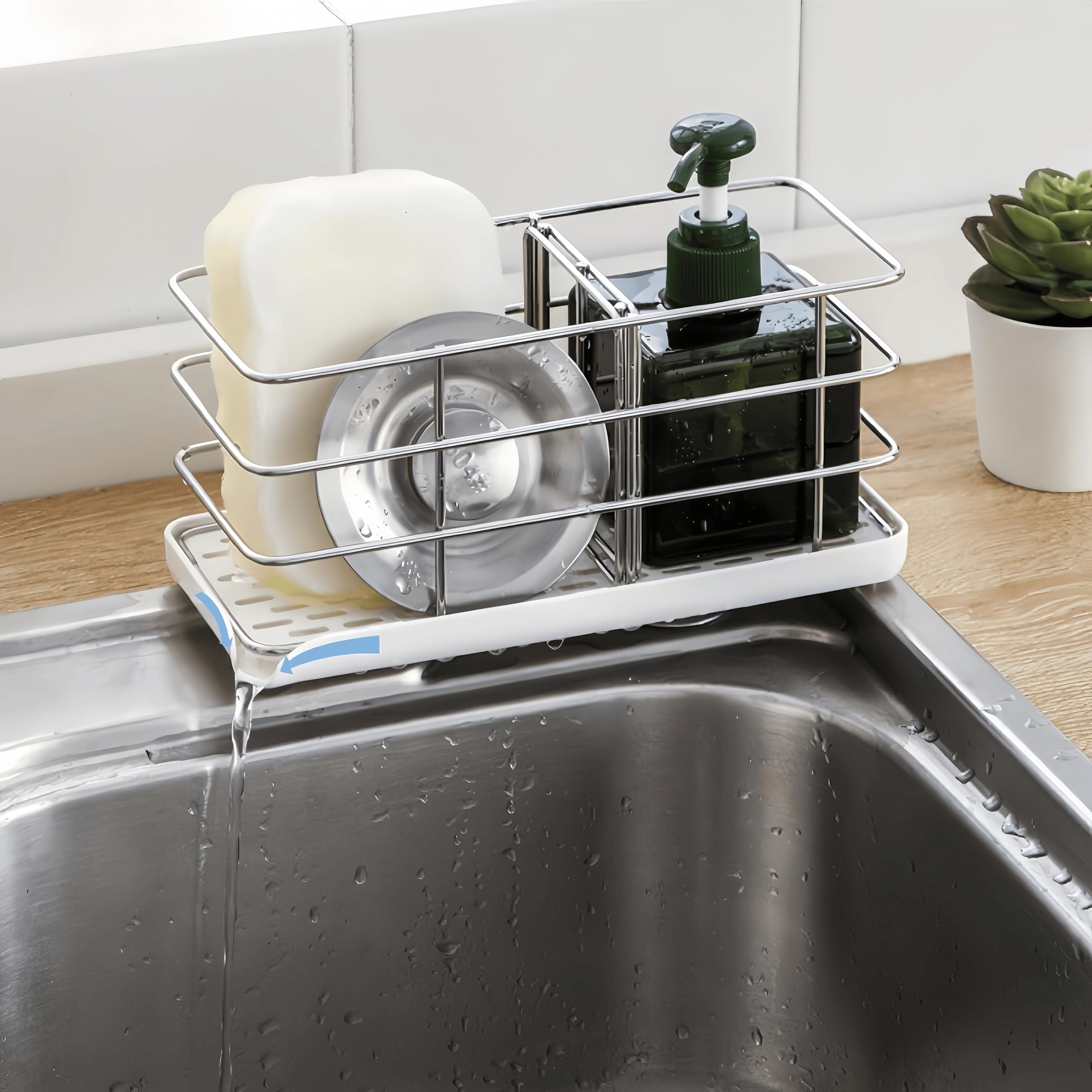 XG Glitter Kitchen Sink Storage Rack Sponge Holder –Stainless Steel Sink Box Utensil Holder Can Store sponges, Brushes,Durable, Easy-to-Clean for Kitchen & Bath Essentials Top