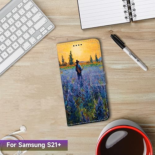 Miniatura 6 de DAFEI Wallet Case for Samsung Galaxy S21+ with Bellflower-aa26 Pattern PU Leather Flip Folio ID&Credit Cards Pocket Lanyard