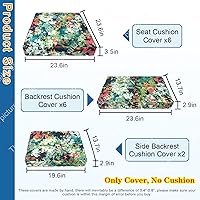 Vista 3 de 14 fundas de cojín de patio para juegos de asientos seccionales de muebles de exterior de 7 piezas, resistentes al agua, más 2 almohadas decorativas