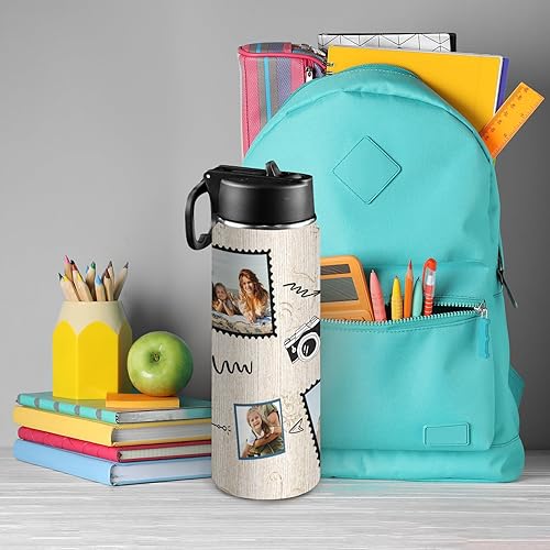 Miniatura 2 de Personalized Water Bottles With Straw, Custom Sports Water Bottle with Picture Name Customized Double Wall Vacuum Insulated Cup Gift For Kids Men